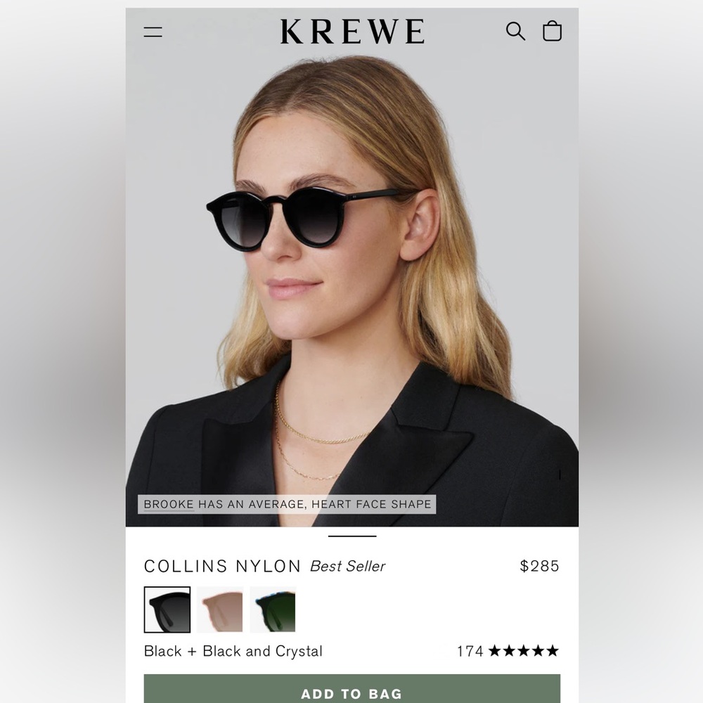 KREWE COLLINS NYLON SUNGLASSES in Black